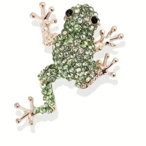 Green Crystal Frog Brooch